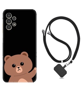 Samsung Galaxy M14 Kılıf Resimli Boyun Askılı İpli Desenli Silikon Series Hello Bear 1905