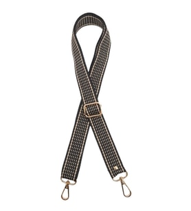 Angel Çanta Aksesuar 120x3 cm Polyester Kolon Çanta Sapı Koyu Kahve Renk Bej Şeritli Light Gold Metalli