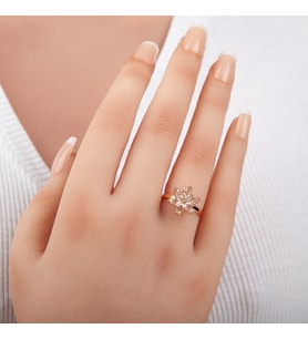 Rose Lotus Çiçegi 925 Ayar Gümüş Kadın Yüzük