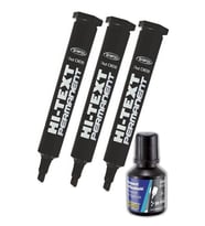 Siyah Kesik Uçlu Markör Permanent Kalem 3 Adet Hı-Text Marker Mürekkep Siyah 30 Ml 1 Adet Brons Koli Kalemi