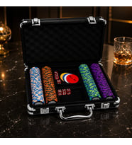 Deri Çantalı 200 Chipli Poker Seti 2 Deste İskambil Kağıtlı Zar ve Aksesuarlı Profesyonel Oyun Seti