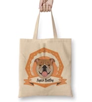 Bulldogue Coleçao Raças Pug Köpek Bez Çanta Uzun Saplı
