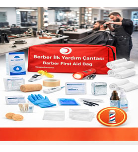 Berber ve Erkek Kuaförü İlk Yardım Çantası - Ruhsat Uyumlu 50 Parça