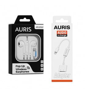 AURİS LİGHTNİNG KULAKLIK + ŞARJ & SES ADAPTÖRÜ (Beyaz)