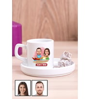 Sevgiliye Hediye Yaz Temalı Karikatürlü Concept Türk Kahvesi Fincanı