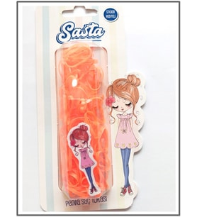 Sasta Lastik Saç Tokası Turuncu Sticker Hediyeli