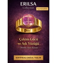 Sertifikalı Pembe Aura Kuvars Doğal Taş Yüzük – Çekim Gücü ve Aşk Ayarlanabilir (Çok Renkli)