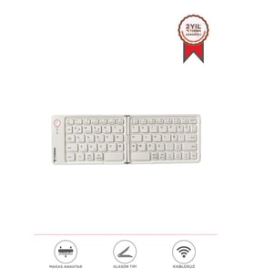 Torima TK-08 Beyaz Kablosuz Katlanabilir Şarjlı Taşınabilir Mini Bluetooth Klavye