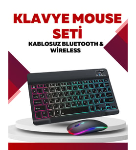 Northcity RGB Işıklı Bluetooth 5.3 Şarjlı Taşınabilir Klavye + Mouse Kombinasyonu - Türkçe Klavye ve Mouse Seti