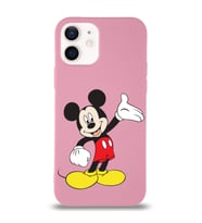 Apple iPhone 12 Uyumlu Lansman Kılıf Mickey Mouse Tasarımlı Altı Kapalı İçi Kadife Kaplı  Kapak (Şeffaf)