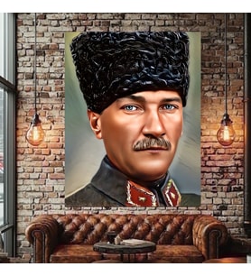 ATATÜRK PORTRESİ 7 KANVAS TABLO EV DUVAR SALON OFİS DÜKKAN İŞ YERİ HEDİYELİK DEKARASYON SÜSÜ (Çok Renkli)
