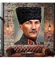 ATATÜRK PORTRESİ 7 KANVAS TABLO EV DUVAR SALON OFİS DÜKKAN İŞ YERİ HEDİYELİK DEKARASYON SÜSÜ (Çok Renkli)