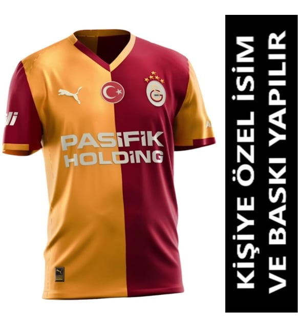 Galatasaray Forma 2025/2026 Sezon KİŞİYE ÖZEL İSİM VE NUMARA BASKILI Yetişkin Futbol Forması GB2 (Sarı-Kırmızı)