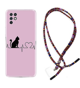 INFINIX Note 11 Pro Note 10 Hot 9 Play Kılıf Boyun Asklı Rasta Silikon Pink Cat Heart 1303