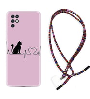 INFINIX Note 11 Pro Note 10 Hot 9 Play Kılıf Boyun Asklı Rasta Silikon Pink Cat Heart 1303
