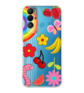 PrintiFy Teco Pova Neo ile Uyumlu 1mm Slim Fit Water Color 5 Baskılı Şeffaf  Kılıf