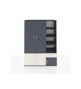 Hyperion Dolap 5 Raflı 4 Çekmeceli Tek Askılı 132x44x195 Antrasit-Antrasit/Aytaşı