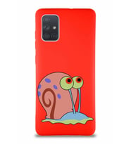Samsung Galaxy A71 Soft Premier Kapak Salyangoz Gary Tasarımlı Silikon Kılıf - Kırmızı (Şeffaf)