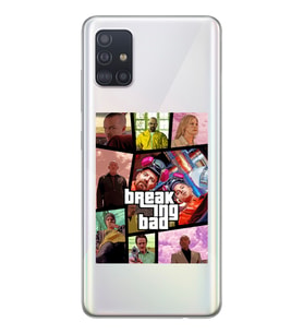 Samsung Galaxy A71 Uyumlu Breaking Bad Gta Tasarımlı Şeffaf Telefon Kılıfı