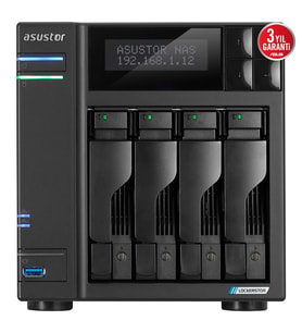 ASUSTOR 4diskli Celeron QC- 4GB RAM-2-2.5GbE Nas Server AS6704T v2