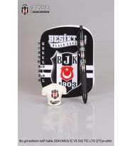 LİSANSLI BEŞİKTAŞ 3D NOT DEFTERİ,0.7 MM UÇLU KALEM VE FORMA TASARIM SİLGİ SETİ (Siyah)