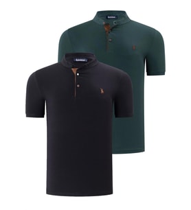 İKİLİ SET T8560 DEWBERRY ERKEK T-SHIRT-SİYAH-YEŞİL