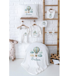 Pia Baby Premium %100 Pamuk Yenidoğan Erkek Bebek Hastane Çıkışı Hediyelik Set 5050-02 (Ekru)