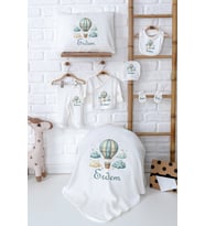 Pia Baby Premium %100 Pamuk Yenidoğan Erkek Bebek Hastane Çıkışı Hediyelik Set 5050-02 (Ekru)