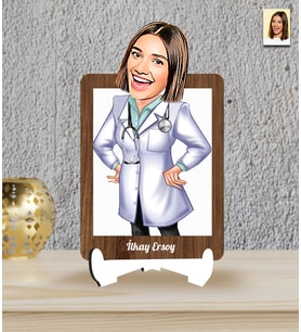 Kişiye Özel Doktor Temalı Karikatür Ahşap Biblo