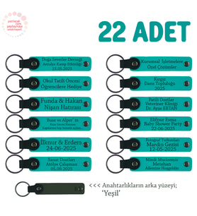 Mezuniyet Kutlaması İçin 22'li Anahtarlık Seti, Sadece Size Ve Öğrenciye Özel, Koyu Turkuaz & Yeşil