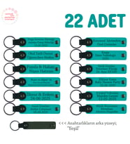 Mezuniyet Kutlaması İçin 22'li Anahtarlık Seti, Sadece Size Ve Öğrenciye Özel, Koyu Turkuaz & Yeşil