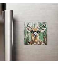 Deer - Geyik - Güneş Gözlüklü Style - Buzdolap Magneti - 9x9 Cm