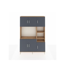 Arges Dolap 10 Raflı 6 Kapaklı 132x30x195 Çam-Antrasit/Çam