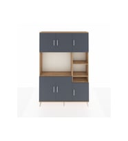 Arges Dolap 10 Raflı 6 Kapaklı 132x30x195 Çam-Antrasit/Çam