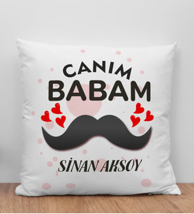 BK Gift Kişiye Özel Canım Babam Tasarımlı Beyaz Kırlent Yastık, Ev Hediyesi, Doğum Günü Hediyesi