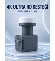 Uydu Anten LNB Twin Çıkışlı 0.1 dB Ku Band 4K Ultra HD Uyumlu