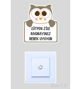 Lütfen Zile Basmayınız Sevimli Kuş Sticker Kapı Zili Etiketi