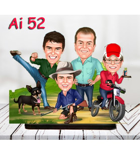 Kişiye Özel Ahşap Biblo - Aile Karikatür Biblo - 4 Kişilik Aile Biblo 22