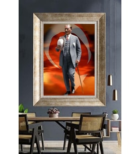 Gümüş Çerçeveli Atatürk Tablo za285