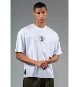 Maraton Oversize Erkek Bisiklet Yaka Beyaz T-shirt