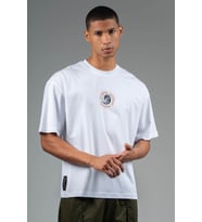 Maraton Oversize Erkek Bisiklet Yaka Beyaz T-shirt