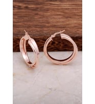 Rose Gümüş Halka Küpe 4681