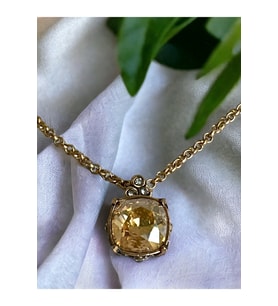 Sarı Kristal Taşlı Kolye