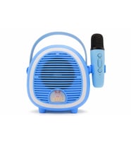 Çocuklara Özel Retro Tasarımlı Bluetooth Karaoke Mikrofon ve Ahşap Tripodlu – Mavi (Bebe Mavisi)