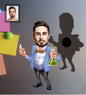 Kişiye Özel Öğretmen Karikatürlü Ahşap Magnet Bay-18