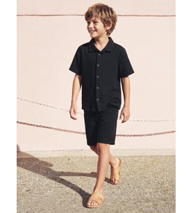 Civil Boys Tatil Yaka 10-13 Yaş Gömlek - Siyah