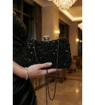 Kristal Taşlı Kadın Abiye Clutch, Omuz Çanta