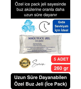 5 Adet 260 gr Soğutucu Jel Poşet Buz Aküsü Yolculuk Seyahat Yiyecek İçin Uygun Uzun Süre Dayanım