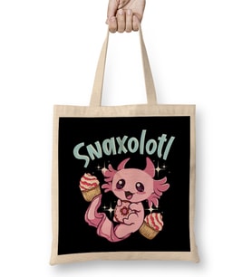 Snaxolotl Funny Axolotl Sweets Snacks Desserts Pun Bez Çanta Uzun Saplı