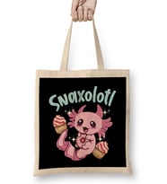 Snaxolotl Funny Axolotl Sweets Snacks Desserts Pun Bez Çanta Uzun Saplı